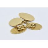 Pair of 18ct oval gold cufflinks, 10g