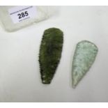 Two Maori glass arrowheads