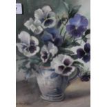 Albert Houghton, watercolour, still life of a jug with flowers, signed, 10.5ins x 8.5ins, gilt