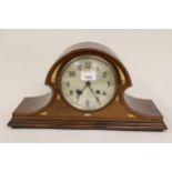 1920's Mahogany and inlaid dome top mantel clock, with a two train movement Has not been tested