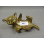 Gustavsberg pottery figure of a cat, 6ins long Tail has been broken and then repaired