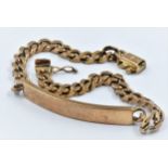 9ct Rose gold curb link identity bracelet, 18g