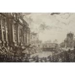 Unframed print, the Trevi Fountain, Rome, after Piranesi, 20ins x 26ins including full margins