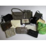 Group of various ladies evening bags and handbags etc.