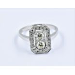 Platinum ring in the Art Deco style set with diamonds, size N.5