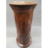 Burmantoft brown glazed pottery jardiniere stand with relief decoration of stylised ivy, 26ins high