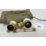 Iris of Paris, pair of 19th Century French mother of pearl and gilt brass opera glasses