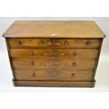 19th Century walnut chest of two short drawers over three long graduated drawers with original