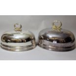 Two large 19th Century oval silver plated meat dish covers