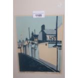 Alan Boulter, signed linocut print ' Washing Lines, Penzance ' from an edition of fifteen, 8.5ins