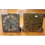 Two early 18th Century 11in eight day brass faced clock movements by William Martin, circa 1700