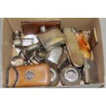 Quantity of various small silver items, including cigarette cases, match case, small cigarette
