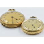 18ct Gold cased open face fob watch with gilt dial, Roman numerals and anonymous keywind movement,