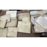 Box containing a collection of indentures and ephemera from the 18th and 19th Centuries