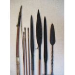 Quantity of various native spears and arrows One spear does have cracking all the way down. There