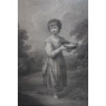 Antique gilt framed black and white print ' Lavinia ' by Bartolozzi after Gainsborough, together