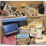 Two boxes containing a quantity of miscellaneous costume jewellery