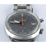 Gents Omega ' Chronostop ' wristwatch circa 1970, the stainless steel case with black dial and