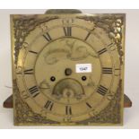 Late 18th Century brass dial eight day clock movement with calendar by Charles Read, Helstone,