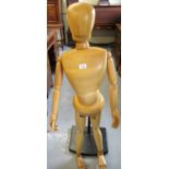 Medium artist's wooden articulated ley figure, 47ins high