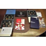 Collection of miscellaneous coins including proof sets, circulation sets, crowns etc.