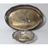 20th Century Sheffield silver bowl with pierced decoration (at fault), 10 troy ounces, together with