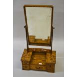 Late 19th / early 20th Century Japanese ash swing frame toilet mirror with a four drawer box base,
