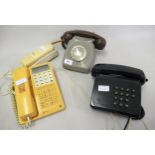 Mid 20th Century grey two tone telephone and three other various telephones