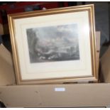 Three framed hunting prints together with a quantity of various framed prints and engravings