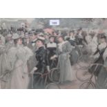 Two Vanity Fair coloured prints, titled ' Cycling in Hyde Park ' and ' The winning Post ', gilt