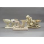 Worcester white glazed shell and dolphin form vase, 6ins wide, similar Moore Brothers type figural