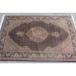 Small modern Indo Persian rug with lobed medallion and all-over Herati design on a midnight blue