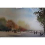 T. Moore, watercolour figures in a park, signed, 9.5ins x 14ins gilt framed, together with a