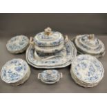 19th Century English blue and white transfer printed ' Stone China ' part dinner service, probably