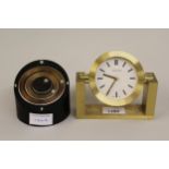 Small mid 20th Century gilt brass desk clock with quartz movement by Tiffany & Co., 4.5ins high