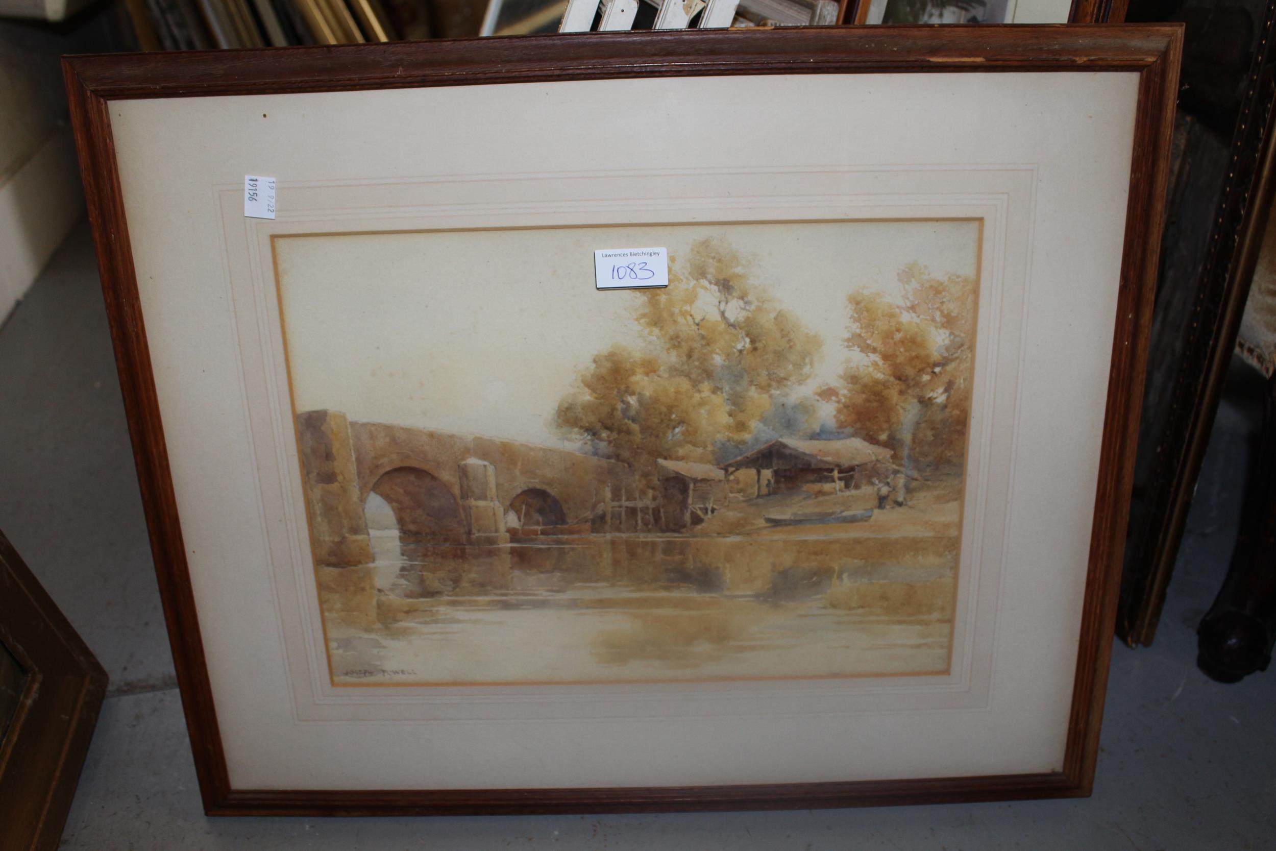 Joseph Powell, watercolour, river landscape, 10ins x 14ins approximately, together with another - Image 3 of 6