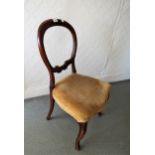 Pair of Victorian balloon back side chairs together with another similar