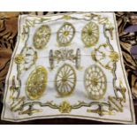 Hermes, Paris, ladies silk scarf ' Roues de Canon ' by Caty Latham, 90cm square 33.5ins square