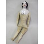 19th Century porcelain and fabric doll