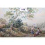 Two framed watercolours, children picking flowers by a river, signed, J. Barklay and a study of