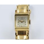 Ladies 14ct gold cased wristwatch signed Glycine, on 14ct gold articulated bracelet, 32.5g gross