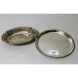 Small modern London silver circular dish, 6.5ins diameter together with a Birmingham silver