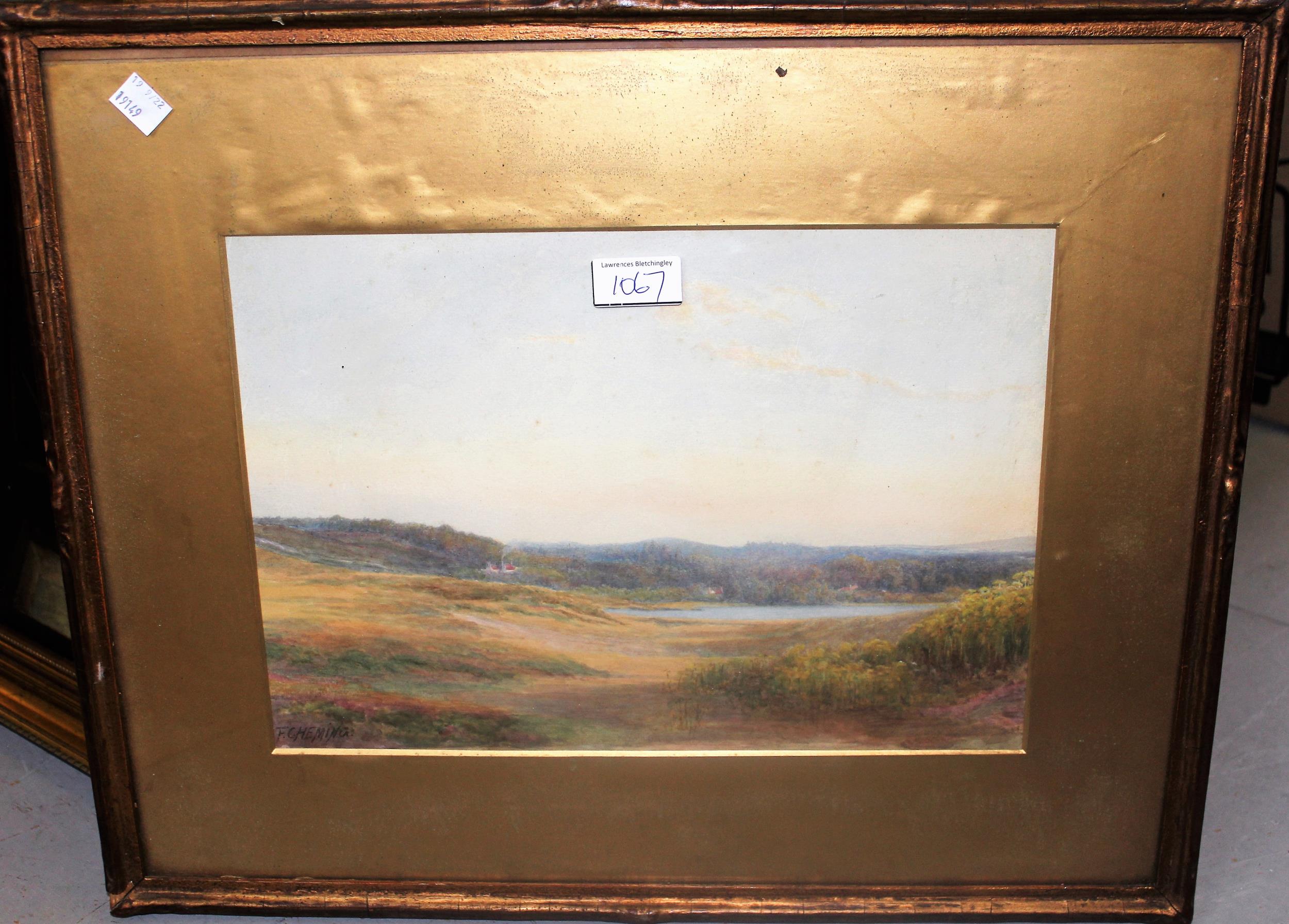 Milton Drinkwater, watercolour, shepherd with flock in a Highland landscape, 11.75ins x 8ins, gilt - Image 3 of 4