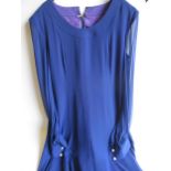 Harrods, Frank Usher blue long sleeved chiffon dress (slight pulls), size 14, together with two
