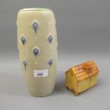 Royal Doulton stoneware oviform vase with stylised Art Nouveau decoration, 9.75ins high together