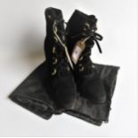 Pair of Gucci ladies black suede ankle boots, size 39.5, with dust bags
