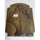 Art Deco bronze relief plaque portrait of Christ, 13.5ins high