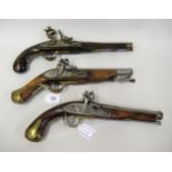 Three various replica flintlock pistols