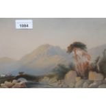 B. Owen, pair of watercolour, landscapes with figures, 7.5ins x 19ins approximately together with