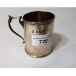 Birmingham silver Christening mug of tapering form, engraved with the initials A.C Height - 2.75ins